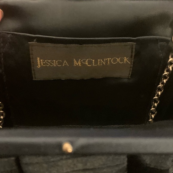 Jessica McClintock Navy Blue Satin pin tuck Clutch Handbag - Picture 6 of 6